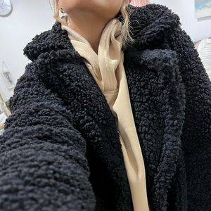 Black lucky brand longline teddy coat small